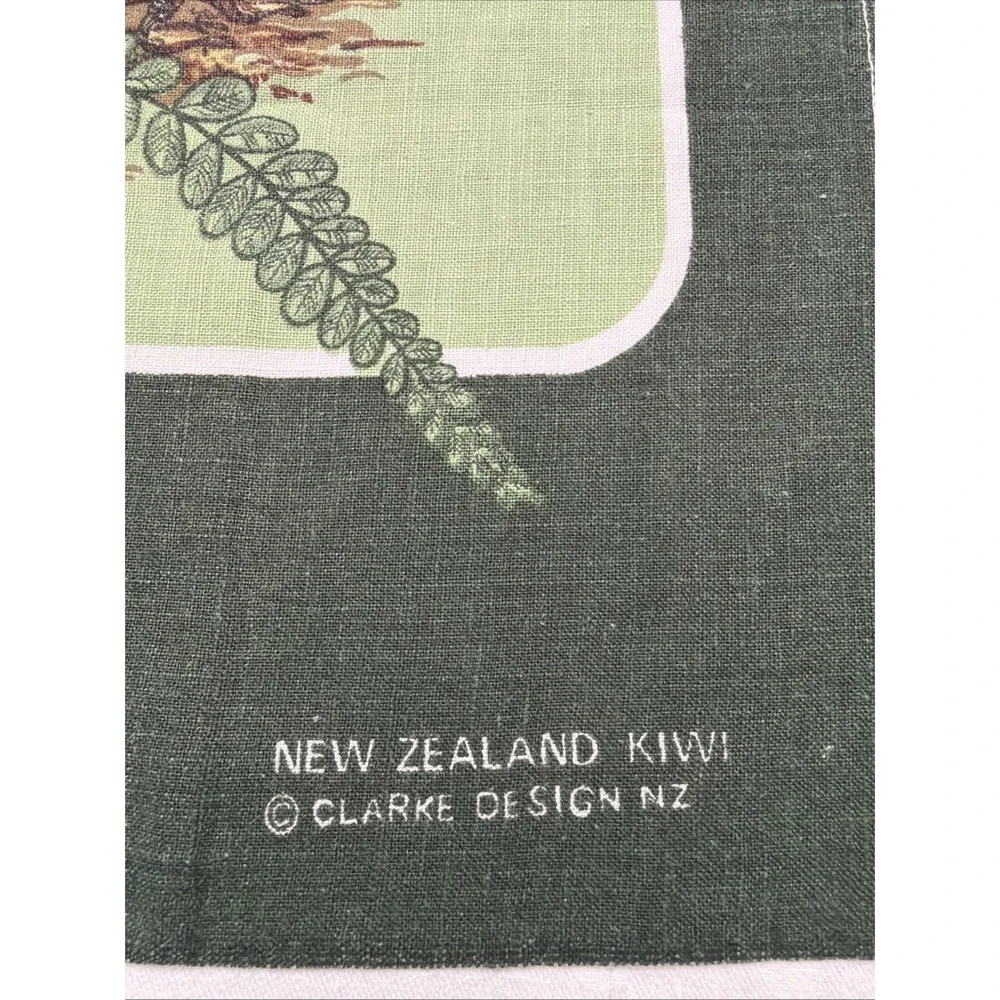 New Zealand Kiwi Tea Towel Kitchen Cotton Linen Clark Design Vintage EUC